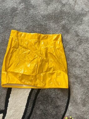 Yellow Vinyl Mini Skirt